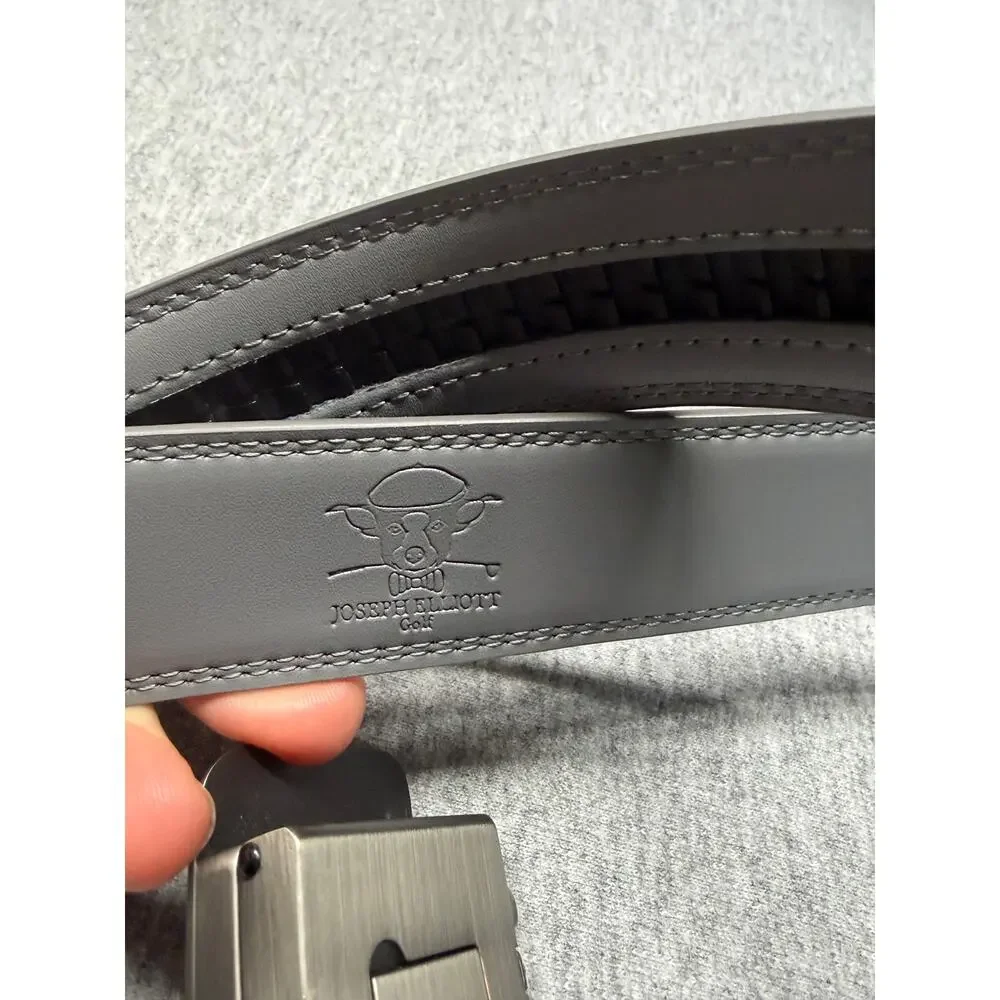 Joseph Elliott Leather Ratchet Belt Gray Like New Adjustable 46 inch Flat Lie